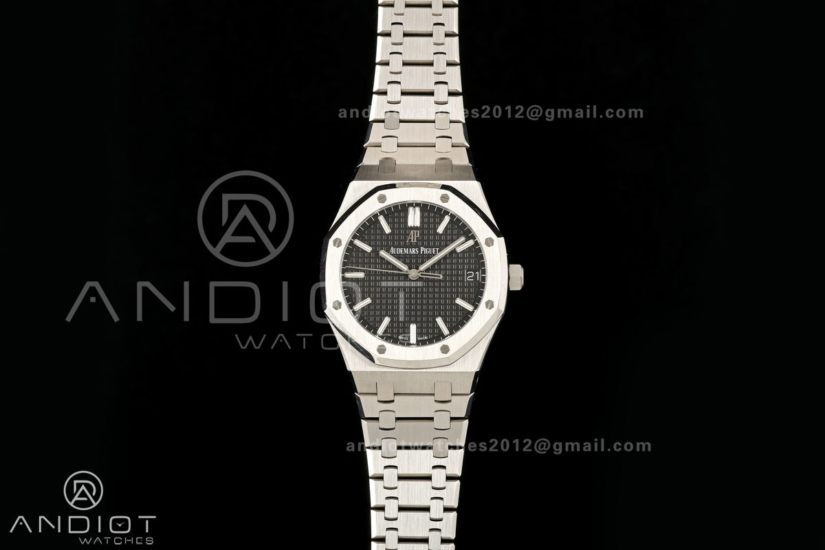 Royal Oak 41mm 15500 SS ZF Free Sprung V2 1:1 Best Edition Black Textured Dial On SS Bracelet Super Clone A4302 